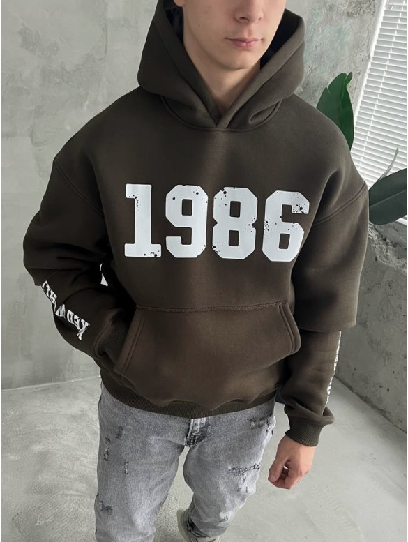 Oversize худі на флісі з принтом