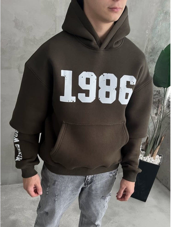 Oversize худі на флісі з принтом