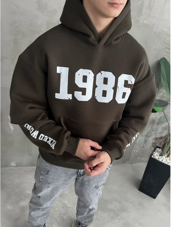Oversize худі на флісі з принтом