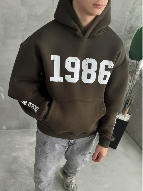 Oversize худі на флісі з принтом