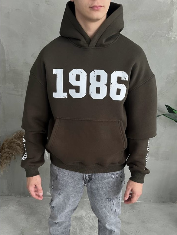 Oversize худі на флісі з принтом
