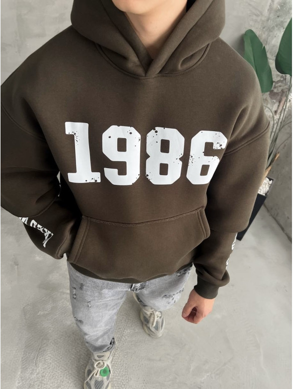 Oversize худі на флісі з принтом