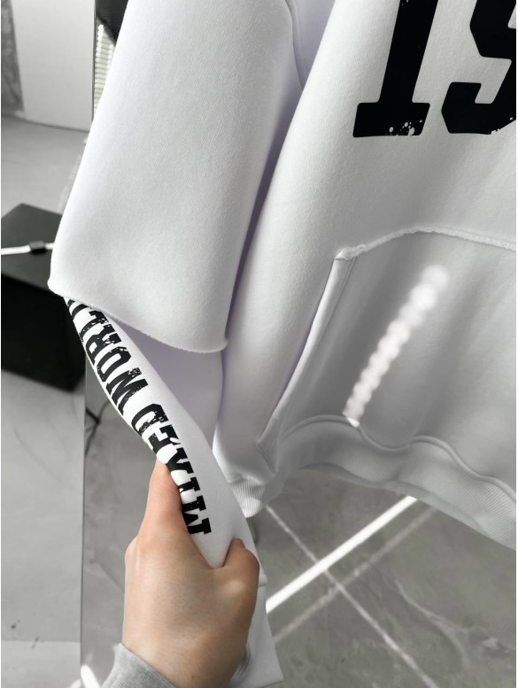 Oversize худі на флісі з принтом