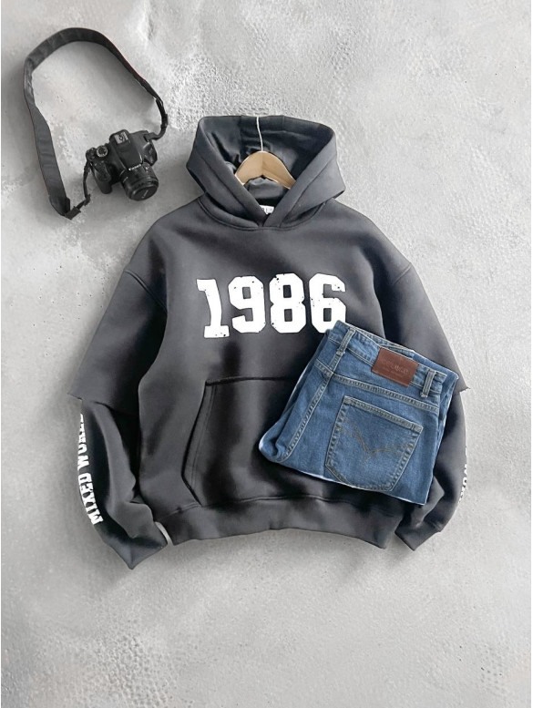 Oversize худі на флісі з принтом
