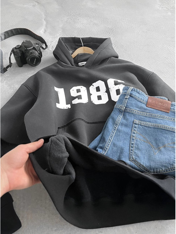 Oversize худі на флісі з принтом