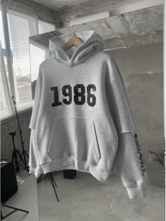Oversize худі на флісі з принтом