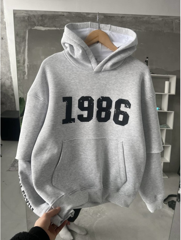 Oversize худі на флісі з принтом