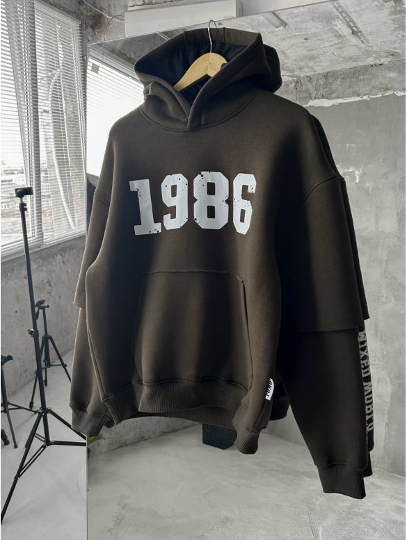 Oversize худі на флісі з принтом