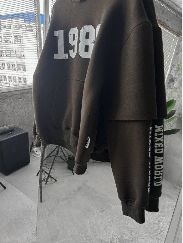 Oversize худі на флісі з принтом