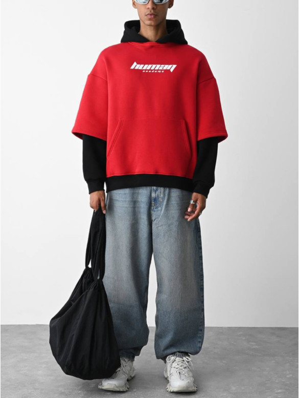 Oversize худі з імітацією футболки