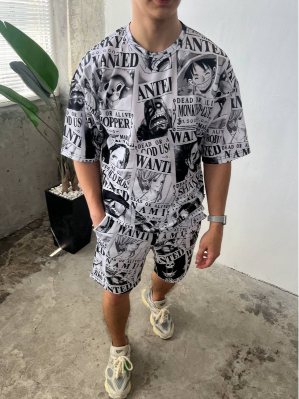 Літній oversize костюм з принтом