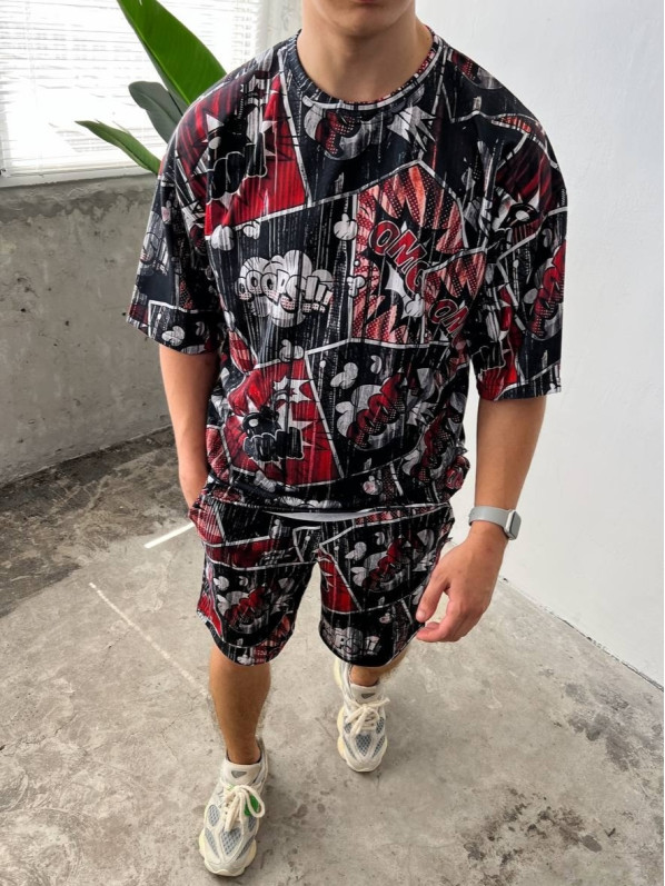 Літній oversize костюм з принтом