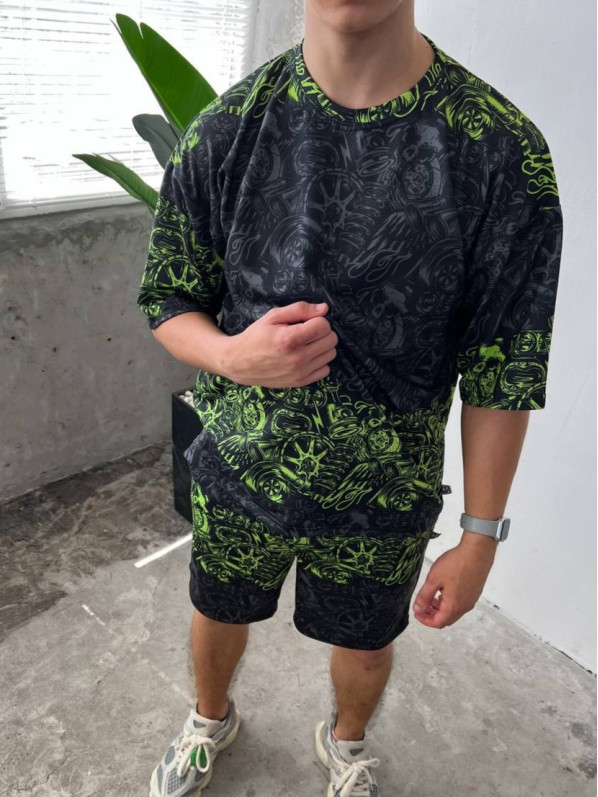 Літній oversize костюм з принтом