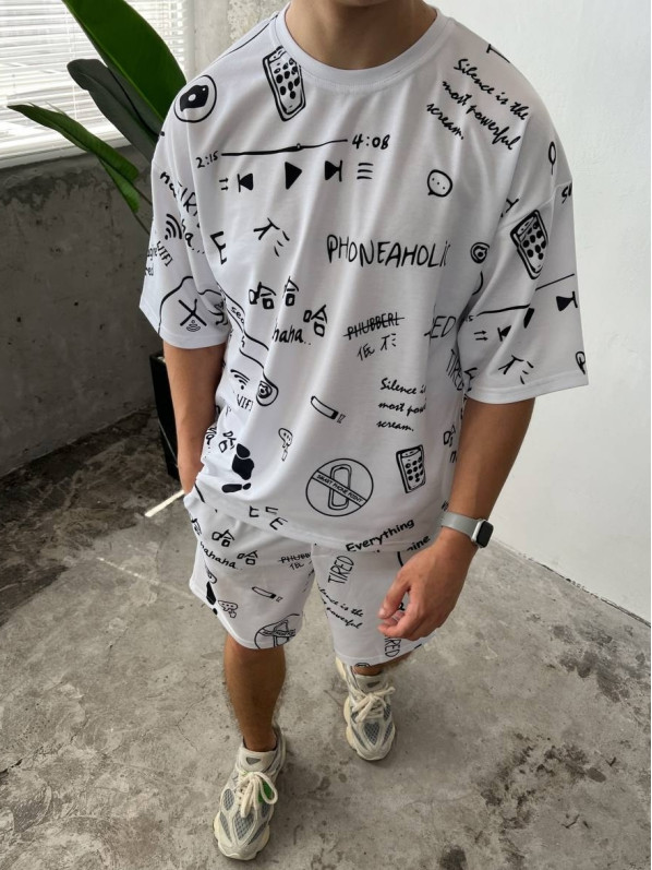 Літній oversize костюм з принтом
