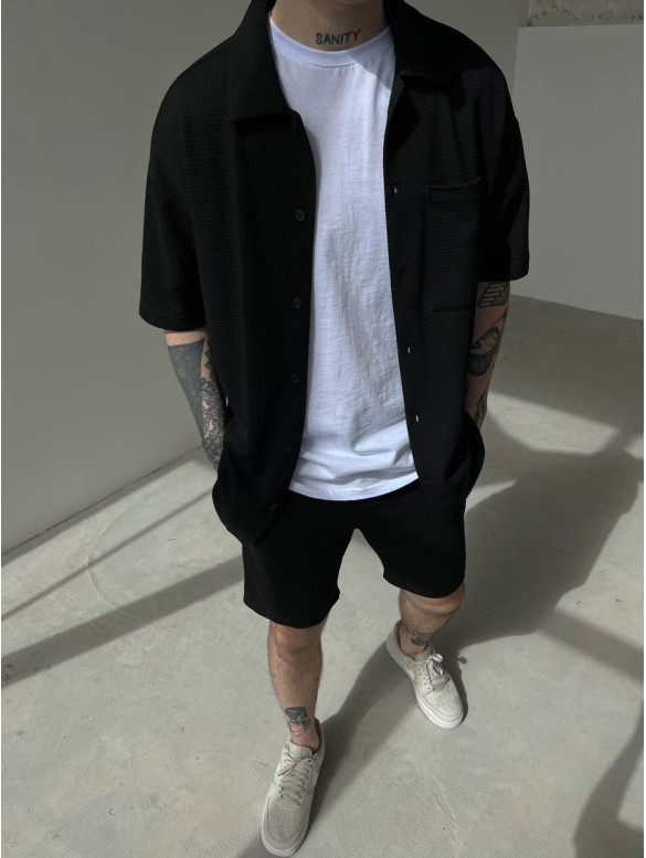 Oversize костюм з фактурної тканини