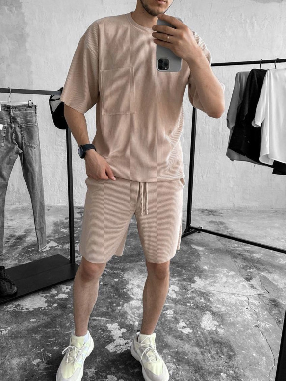 Літній oversize костюм у рубчик