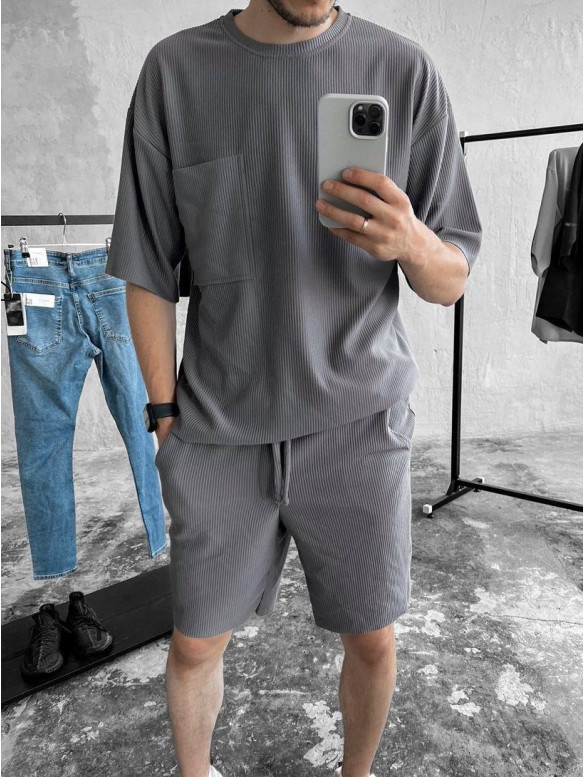 Літній oversize костюм у рубчик