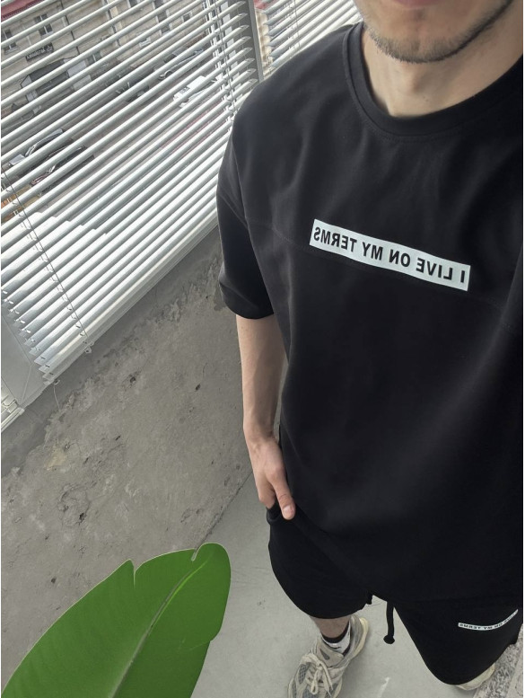 Літній oversize костюм з надписом