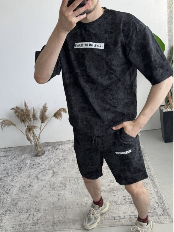 Літній oversize костюм з надписом