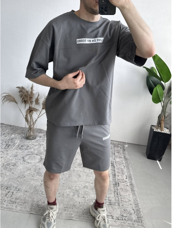Літній oversize костюм з надписом