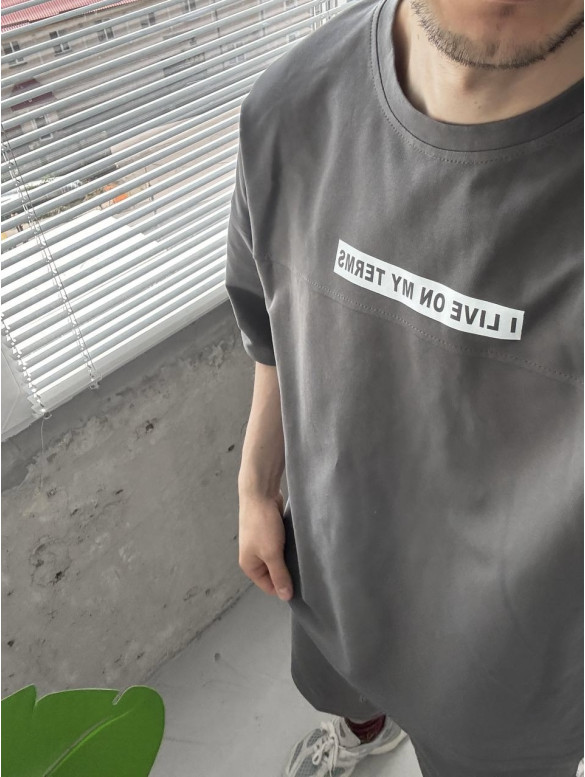 Літній oversize костюм з надписом