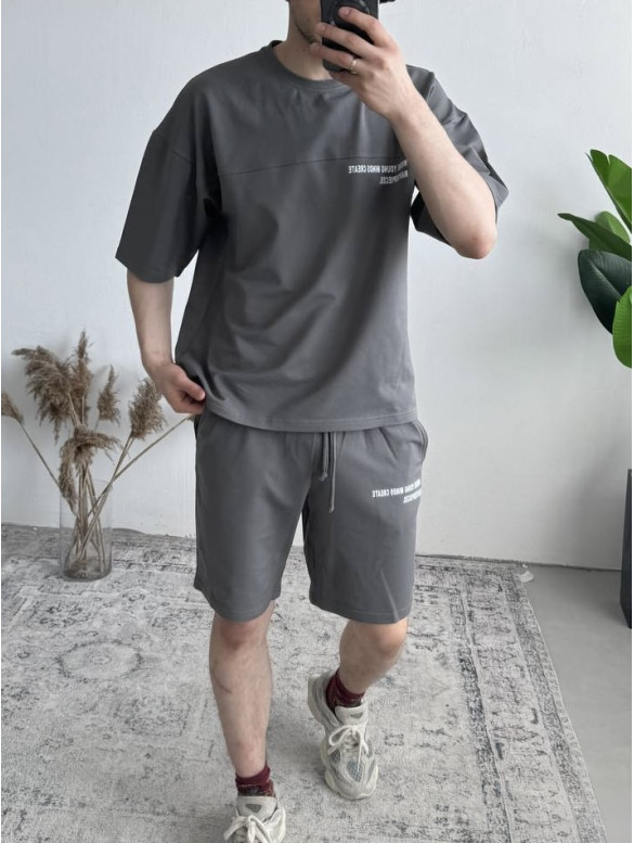 Літній oversize костюм з надписом