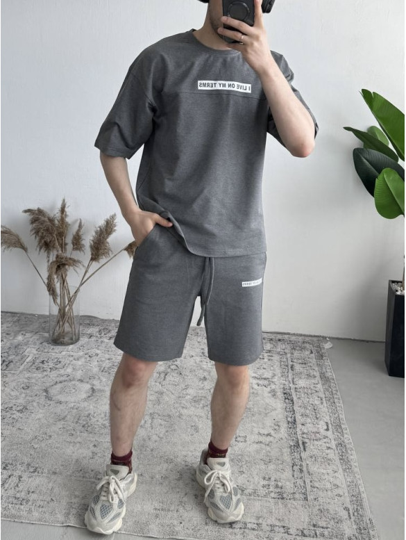 Літній oversize костюм з надписом