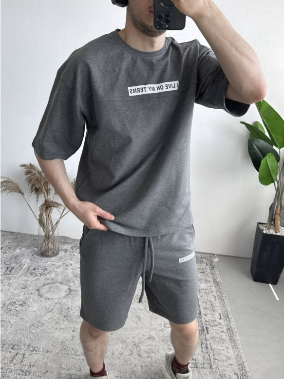 Літній oversize костюм з надписом