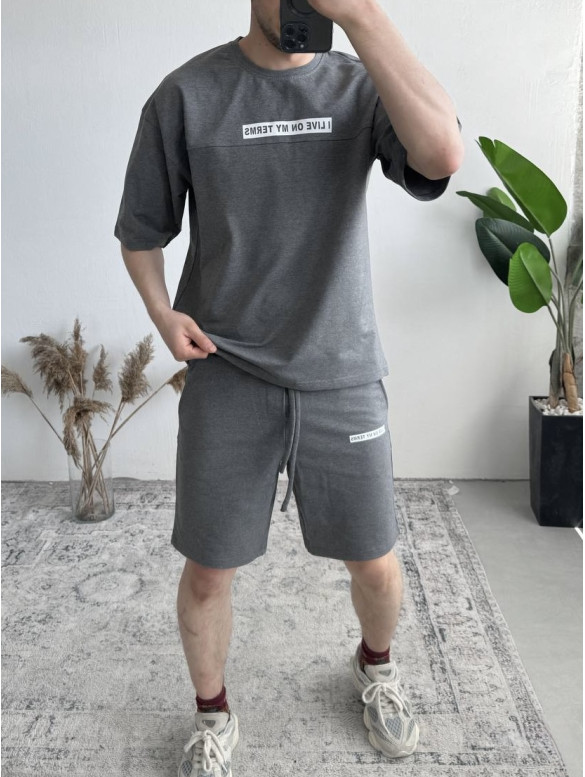 Літній oversize костюм з надписом