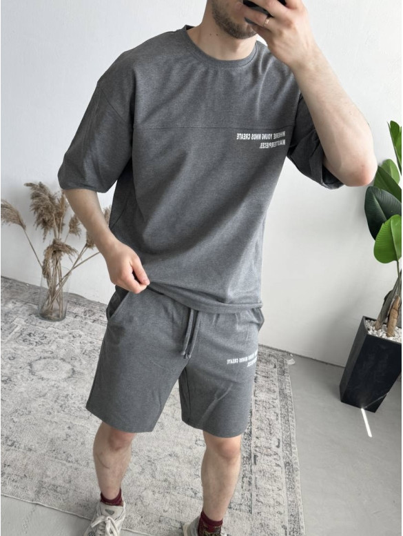 Літній oversize костюм з надписом