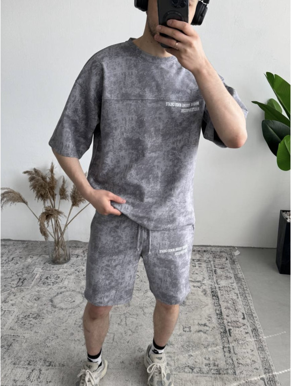 Літній oversize костюм з надписом