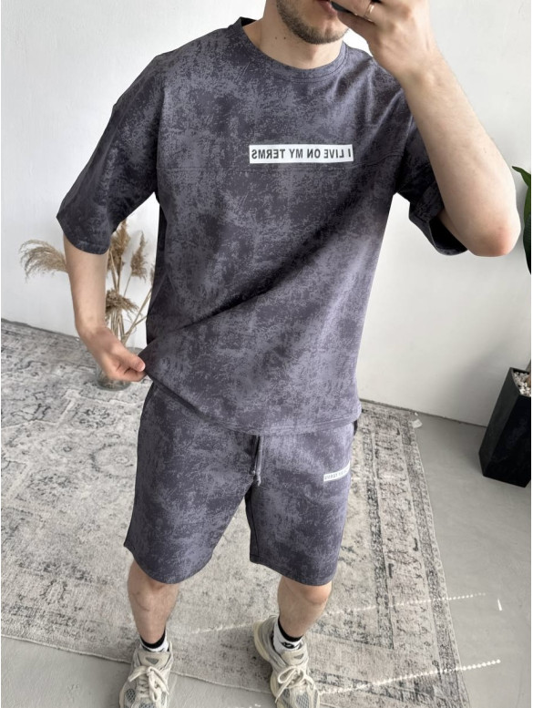 Літній oversize костюм з надписом