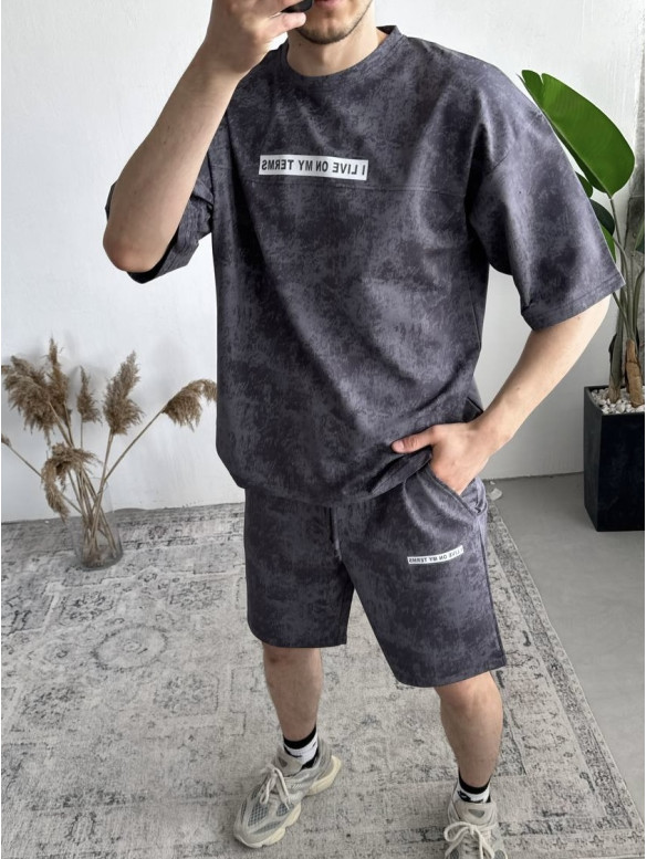 Літній oversize костюм з надписом