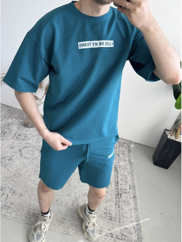 Літній oversize костюм з надписом