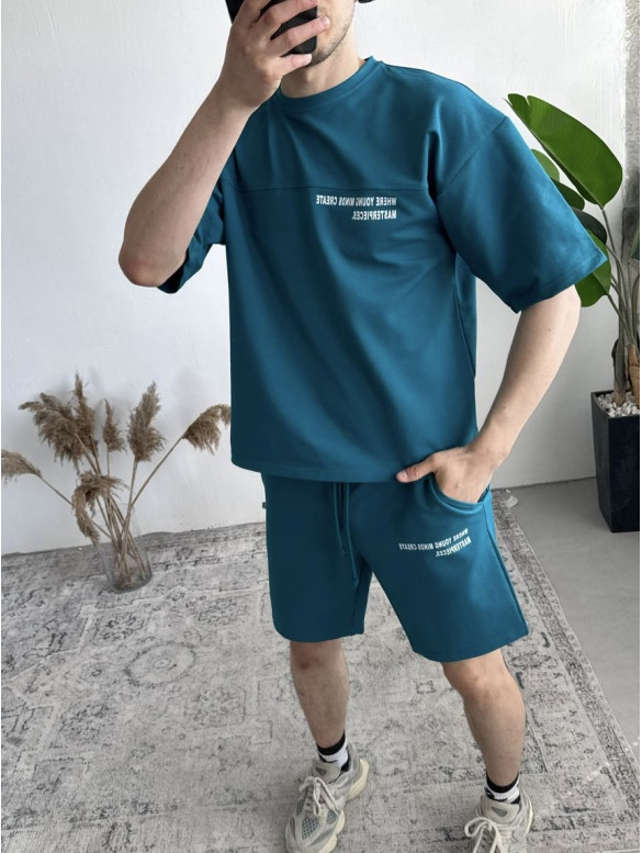 Літній oversize костюм з надписом