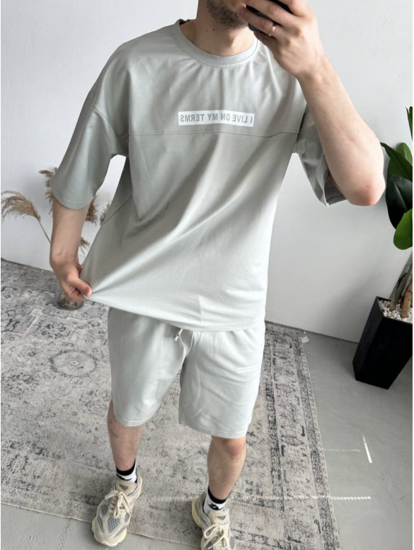 Літній oversize костюм з надписом