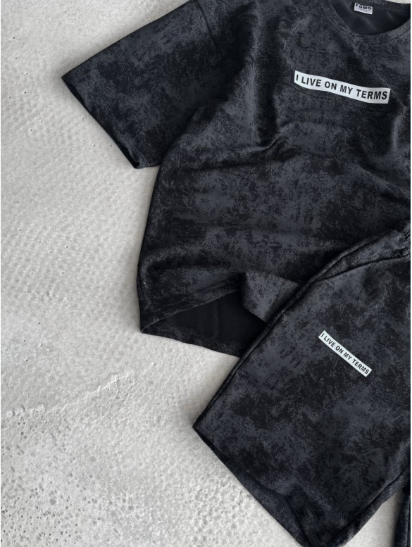 Літній oversize костюм з надписом