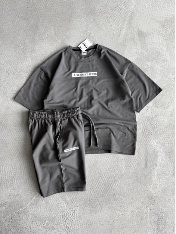 Літній oversize костюм з надписом