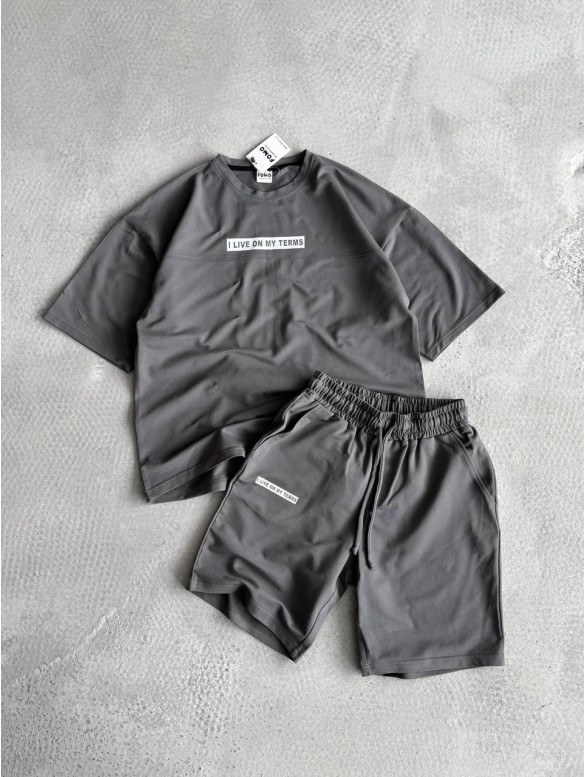 Літній oversize костюм з надписом