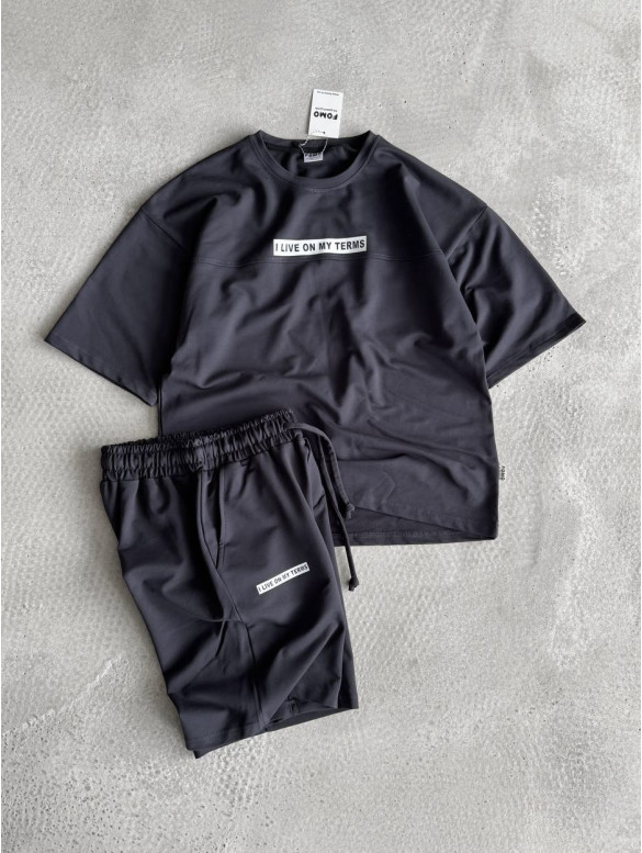 Літній oversize костюм з надписом