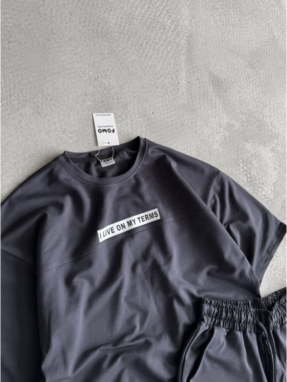Літній oversize костюм з надписом