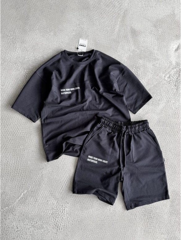 Літній oversize костюм з надписом