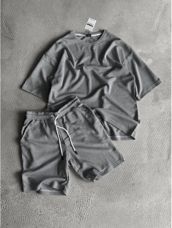Літній oversize костюм у рубчик