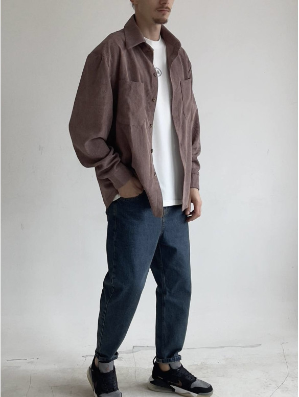 Вельветова oversize сорочка