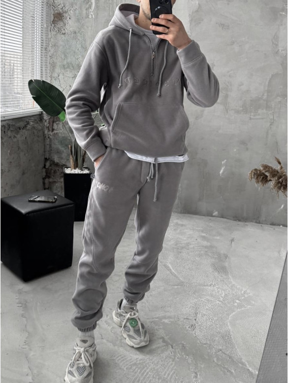 Флісовий oversize костюм з вишивкою