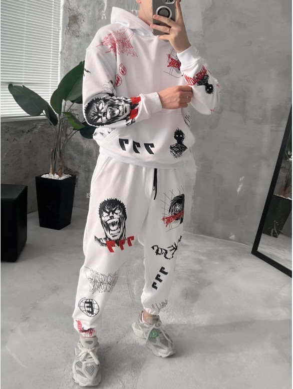 Oversize костюм на флісі з принтом