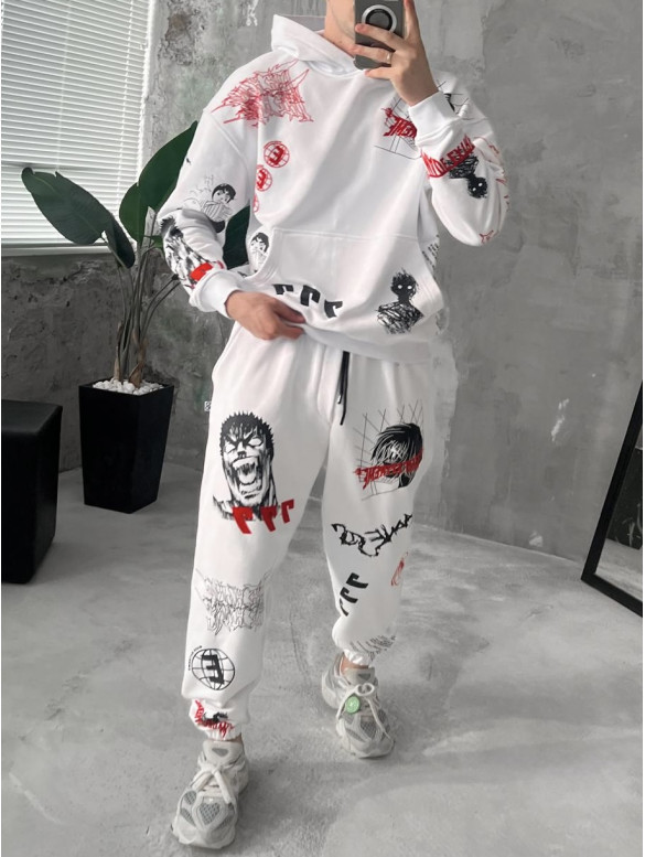 Oversize костюм на флісі з принтом