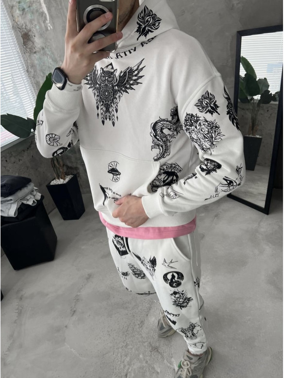Oversize костюм на флісі з принтом