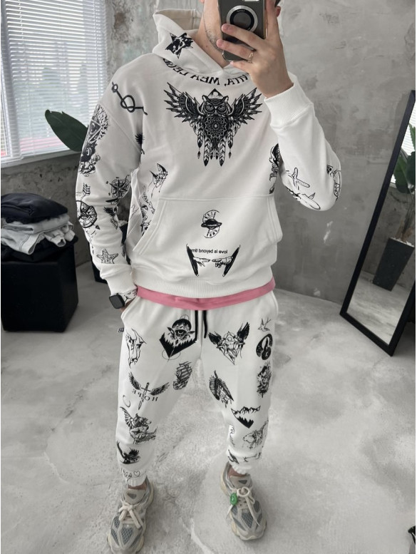 Oversize костюм на флісі з принтом
