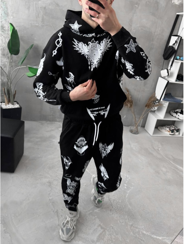 Oversize костюм на флісі з принтом